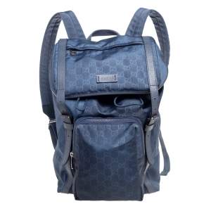 Gucci Blue Guccissima Nylon and Leather Light Backpack