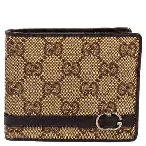 Gucci Brown/Beige GG Canvas and Leather Bifold Wallet