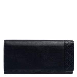 Gucci Navy Blue Guccissima Leather Flap Long Wallet