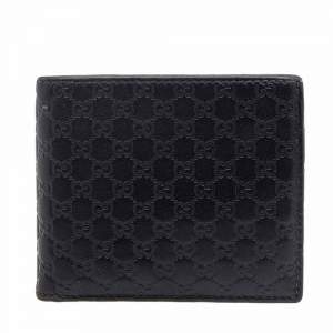 Gucci Black Microguccissima Leather Money Clip Bifold Wallet