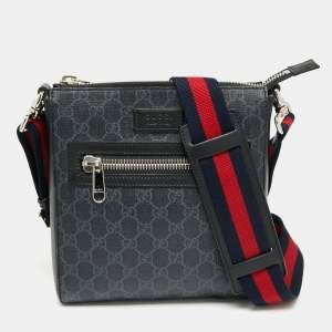 Gucci Black GG Supreme Canvas and Leather Small Messenger Bag