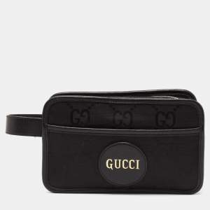 Gucci Black GG Nylon and Leather Off the Grid Wash Bag