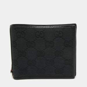 Gucci Black GG Canvas and Leather Wed Bifold Wallet