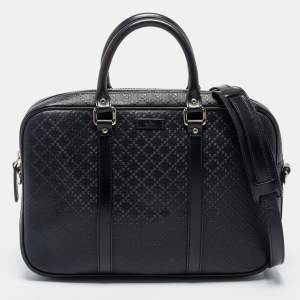 Gucci Black Bright Diamante Leather Briefcase