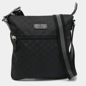 Gucci Black GG Nylon Small Flat Messenger bag