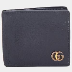 Gucci Black Leather GG Marmont Bifold Wallet