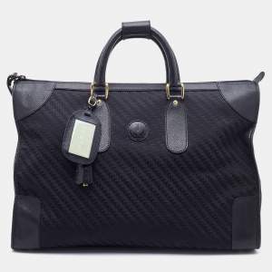 Gucci Black Canvas and Leather Vintage Travel Duffle Bag