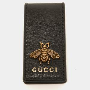 Gucci Black Leather Animalier Money Clip 
