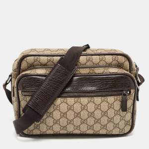 Gucci Brown/Beige GG Supreme Canvas Crossbody Bag
