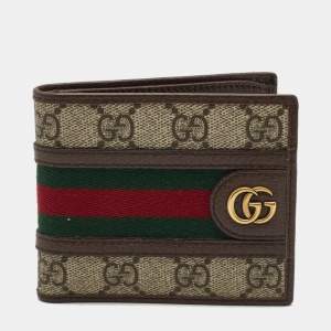 Gucci Brown/Brown GG Supreme Canvas and Leather Ophidia Bifold Wallet