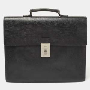 Gucci Black Textured Leather Combination Lock Briefcase