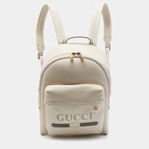 Gucci Ivory Leather Logo Day Backpack