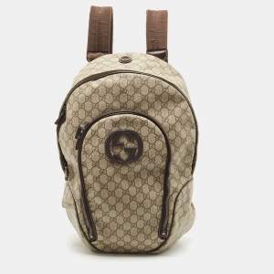 Gucci Beige/Brown GG Supreme Canvas Interlocking G Backpack