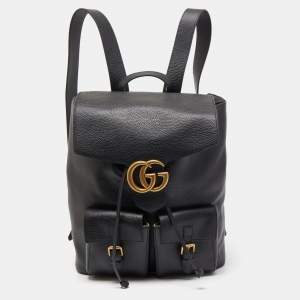 Gucci Black Leather GG Marmont Backpack