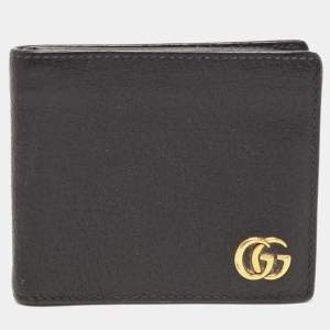 Gucci Black Leather GG Marmont Bifold Wallet