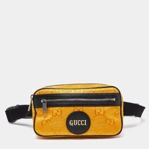 Gucci Yellow/Black GG Nylon and Leather Off the Grid Belt Bag