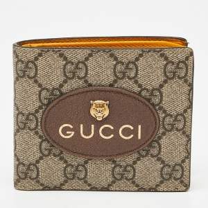 Gucci Beige GG Supreme Canvas and Leather Bifold Wallet
