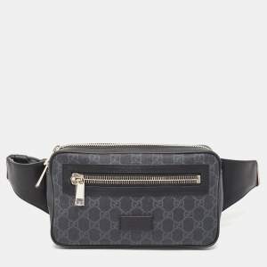 Gucci Black GG Supreme Canvas and Leather Belt Bag