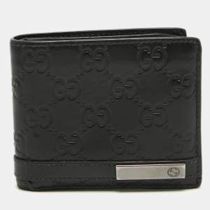 Gucci Black Guccissima Leather Interlocking G Bifold Wallet