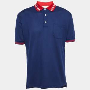 Gucci Blue Cotton Pique Polo T-Shirt M