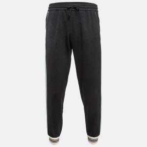 Gucci Navy Blue GG Jacquard Knit Side Tape Trackpants S