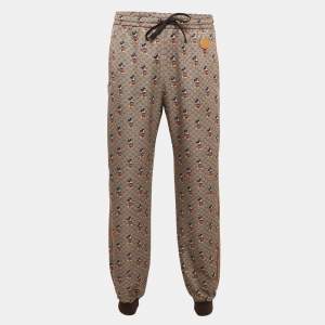 Gucci Beige Micro GG & Mickey Mouse Print Jersey Sweatpants L