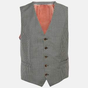Gucci Multicolor Houndstooth Button Front Vest XL