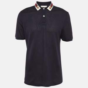 Gucci Navy Blue Pique Jersey Polo T-Shirt XL