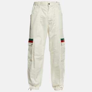 Gucci White Cotton Elasticated Bottom Cargo Pants XXL