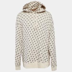 Gucci Cream Beige Guccify Print Cotton Knit Hoodie XXL 