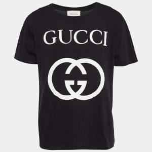Gucci Black GG Print Jersey Crew Neck T-Shirt M