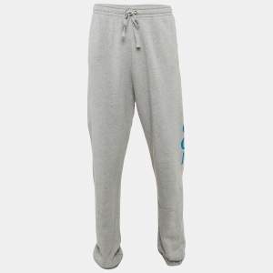 Gucci Grey Logo Print Cotton Jogger Pants XXXL