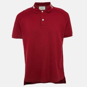 Gucci Burgundy Cotton Pique Polo T-Shirt XL