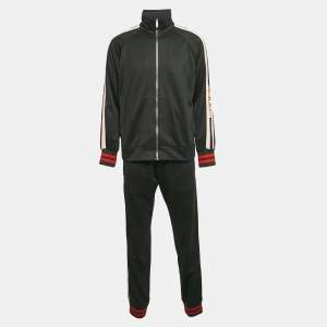 Gucci Black Web Detail Jersey Track Suit M/L