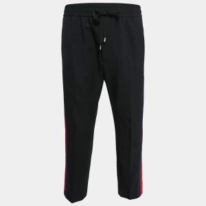 Gucci Black Side Stripe Wool Straight Leg Trousers XL