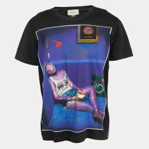 Gucci Black Ignasi Monreal Print Cotton Crew Neck T-Shirt M