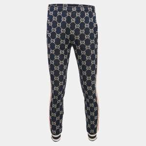 Gucci Blue GG Jacquard Knit Track Pants S