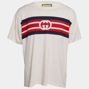 Gucci White Logo Print Jersey Crew Neck T-Shirt XS