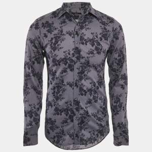 Gucci Grey Floral Print Cotton Button Front Shirt S