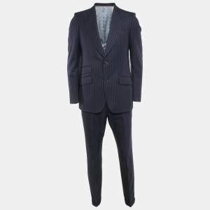 Gucci Navy Blue Stripe Wool Suit M