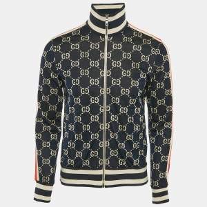 Gucci Navy Blue GG Supreme Jacquard Knit Zip-Up Track Jacket S