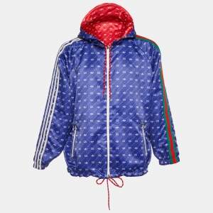 Gucci x Adidas Red/Blue Monogram Print Synthetic Reversible Jacket XS