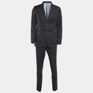 Gucci Navy Blue Patterned Wool Tailored Suit M