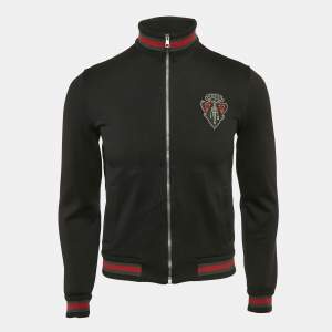 Gucci Equestrian Black Logo Applique Zip Front Jacket XS