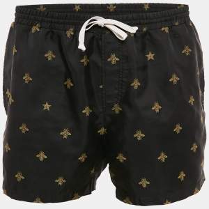Gucci Black Bee and Star Embroidered Synthetic Swim Shorts XL