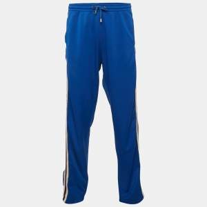 Gucci Blue Jersey Web Tape Trimmed Sweatpants XL