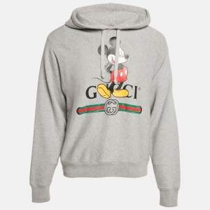 Gucci x Disney Grey Mickey Print Cotton Hooded Sweatshirt XS