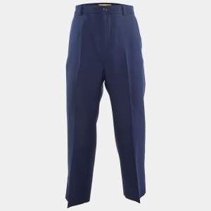 Gucci Navy Blue Polyester Sttraight Leg Pants L