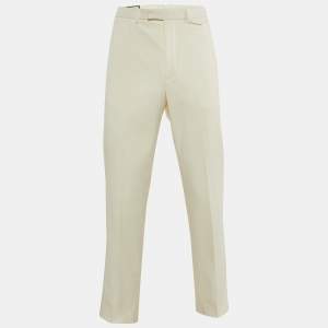 Gucci Ivory Wool Crepe Tailored Pants M