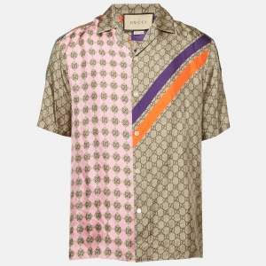 Gucci Multicolor Geometric GG Print Button Front Bowling Zaidf Shirt S